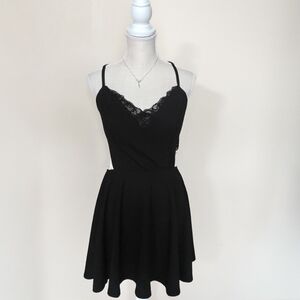 Black Lace Cutout Mini Dress Medium, Sweetheart Neckline